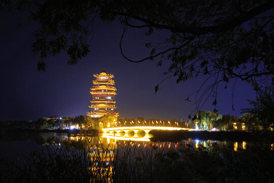 滨州黄河楼夜景
