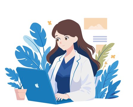 医生办公室扁平矢量插画
