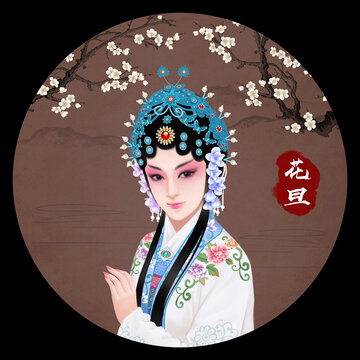 京剧花旦人物无框画