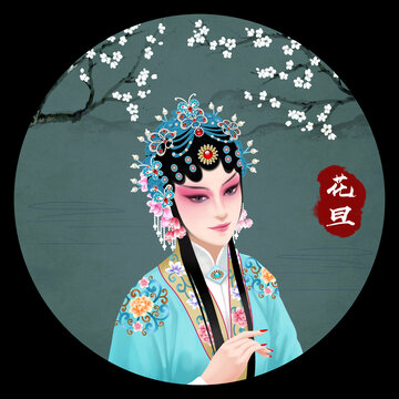 京剧花旦人物无框画
