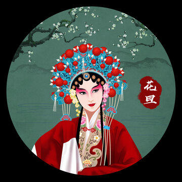 京剧花旦人物无框画