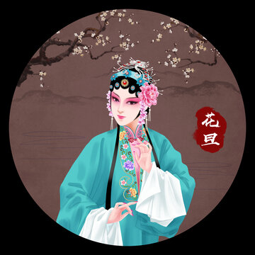 京剧花旦人物无框画