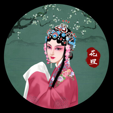 京剧花旦人物无框画