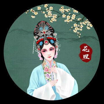 京剧花旦人物无框画