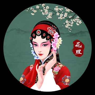 京剧花旦人物无框画