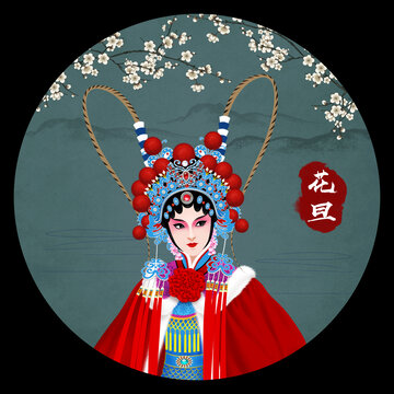 京剧花旦人物无框画
