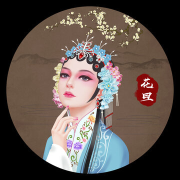 京剧花旦人物无框画