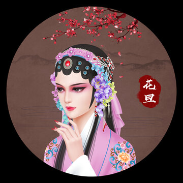 京剧花旦人物无框画