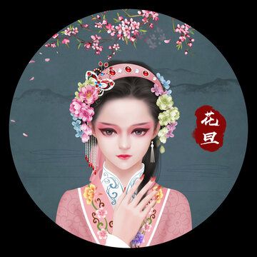 京剧花旦人物无框画