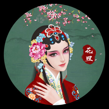 京剧花旦人物无框画