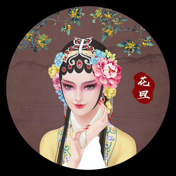 京剧花旦人物无框画