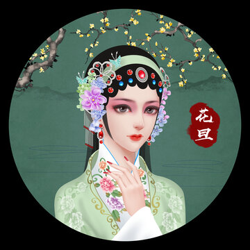 京剧花旦人物无框画