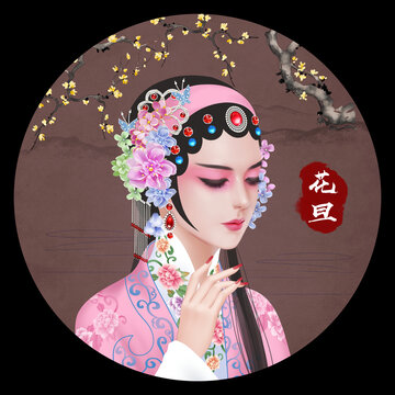 京剧花旦人物无框画
