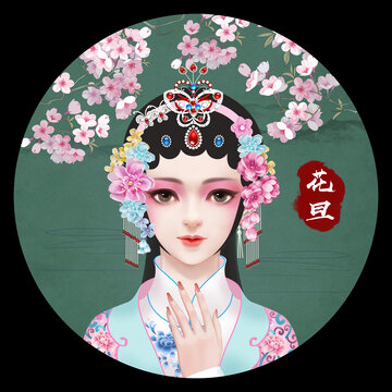京剧花旦人物无框画