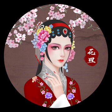 京剧花旦人物无框画