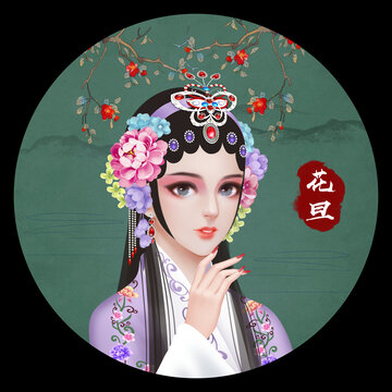 京剧花旦人物无框画