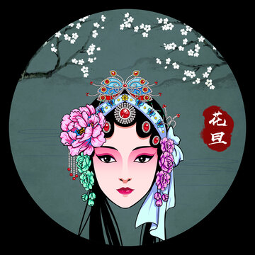 京剧花旦人物无框画