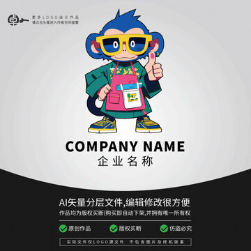 可爱猴子动物卡通LOGO