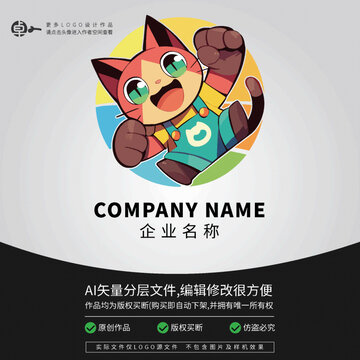 卡通可爱小猫猫LOGO