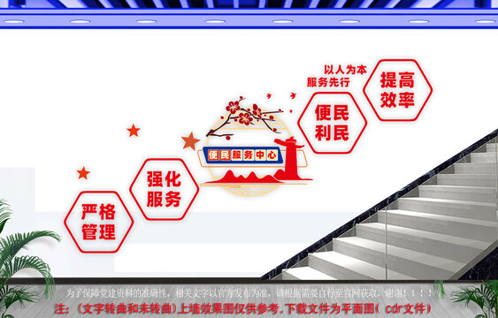 便民服务中心楼梯文化墙