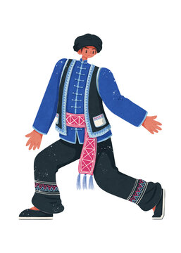 彝族红河型传统服饰男性
