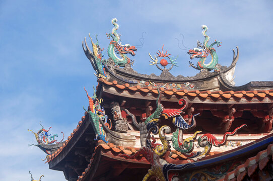 闽南建筑屋顶飞檐脊兽