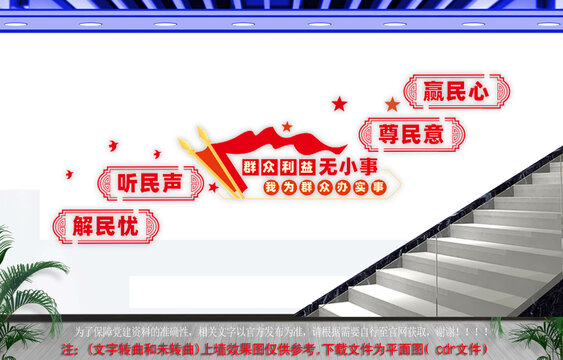 群众利益无小事楼梯文化墙