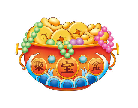 手绘聚宝盆