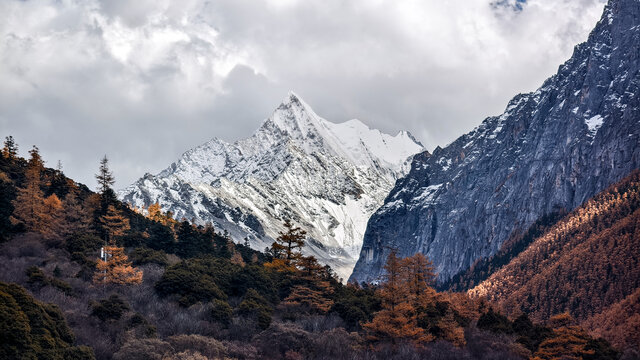 稻城亚丁夏诺多吉神山秋景