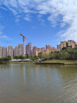 博爱湖公园房地产楼盘住宅建筑