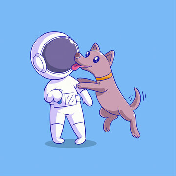 可爱宇航员狗狗Q版儿童插画