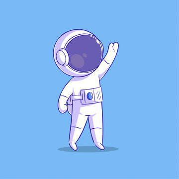 可爱宇航员举手Q版儿童插画