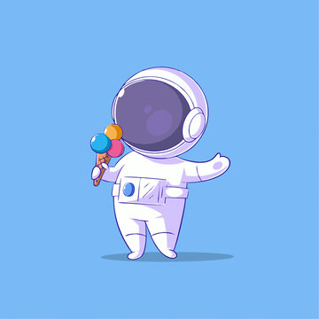 可爱宇航员唱歌Q版儿童插画