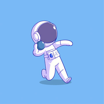 可爱宇航员铅球Q版儿童插画