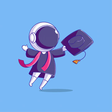 可爱宇航员博士Q版儿童插画