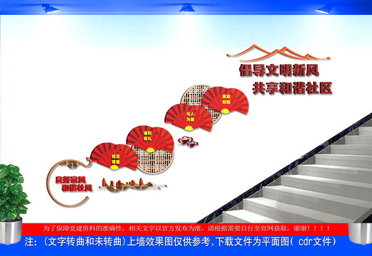 倡导文明新风楼梯文化墙