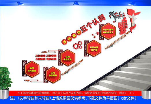 民族团结五个认同楼梯文化墙