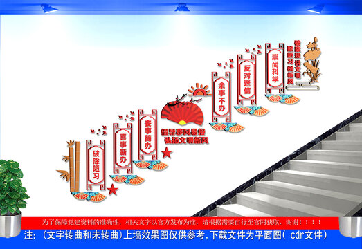 倡导移风易俗弘扬文明新风楼梯文化墙