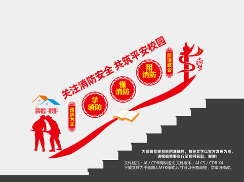 校园消防安全楼梯文化墙
