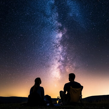 情侣看流星雨