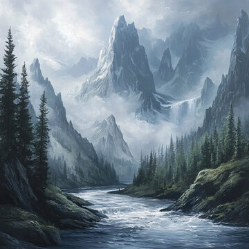 唯美山水油画