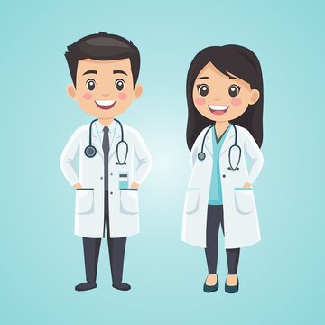 卡通男医生女医生