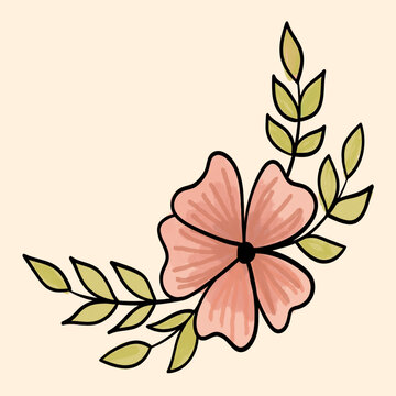 红花树叶叶子装饰花纹花边边框底纹