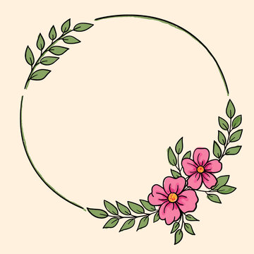 红花树叶叶子装饰花环花边边框底纹