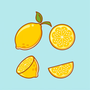 可爱美食水果柠檬Q版儿童插画