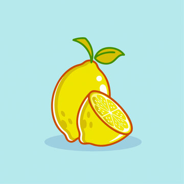 可爱美食水果柠檬Q版儿童插画