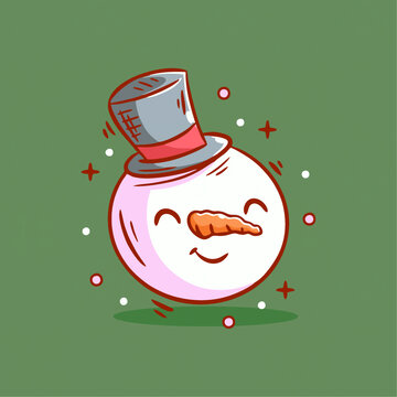 可爱圣诞节雪人Q版儿童插画