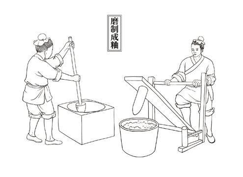 酿酒磨制成粬