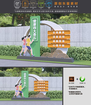 健康四大基石景观小品