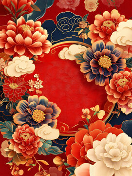 国潮花素材